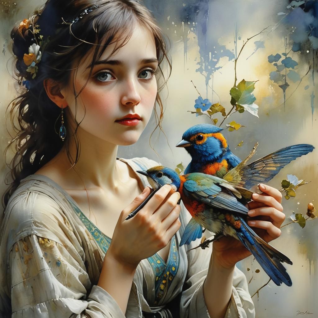 Detailed Neo-Impressionist Oil Painting with Textured Paint