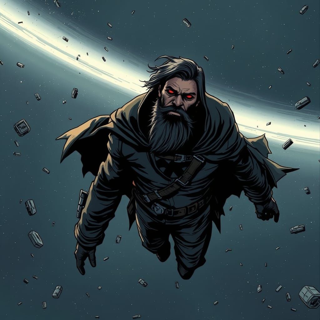 Brooding Spaceman in Comic Book Style