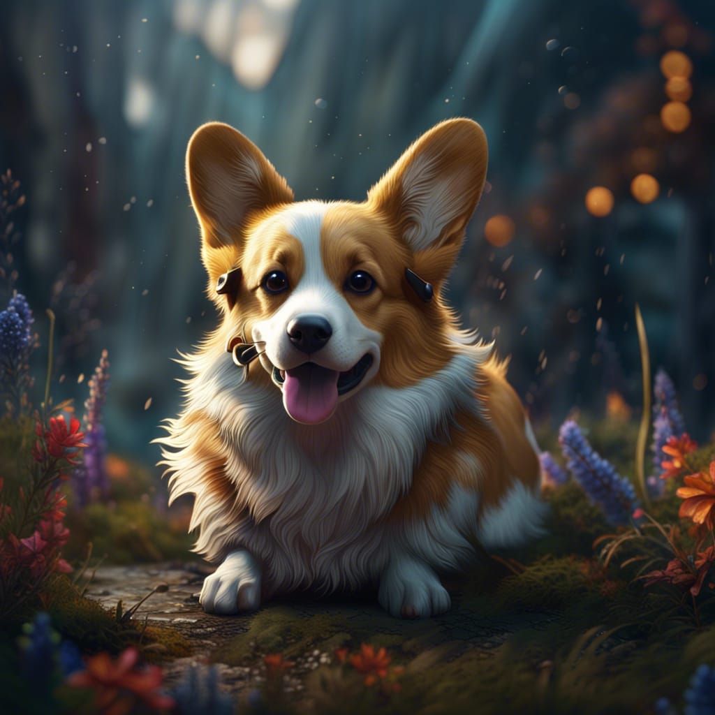 Fantastical Corgi Dog Matte Painting