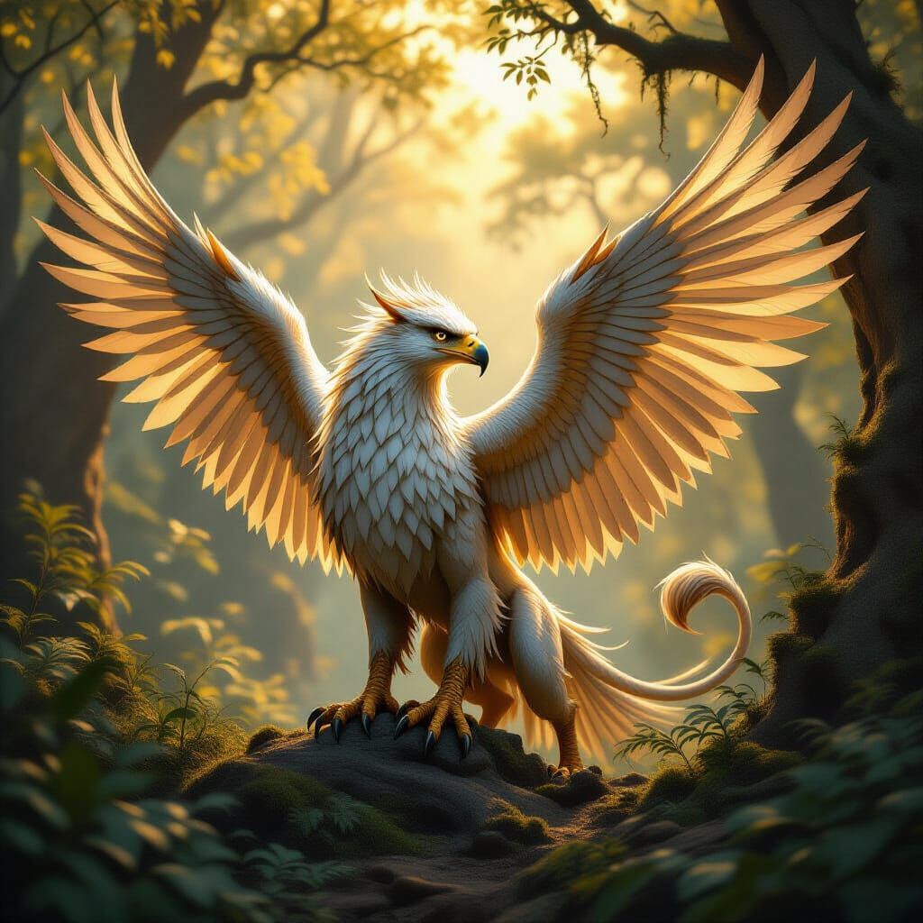 Majestic Griffin in Mystical Forest