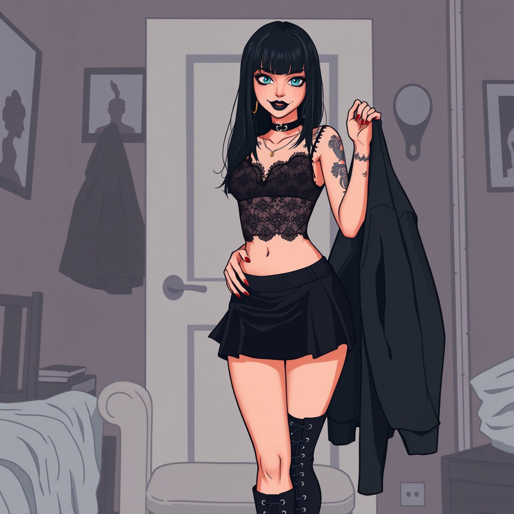 Surreal Gothic Beauty Prepares for Night out in Dark Style