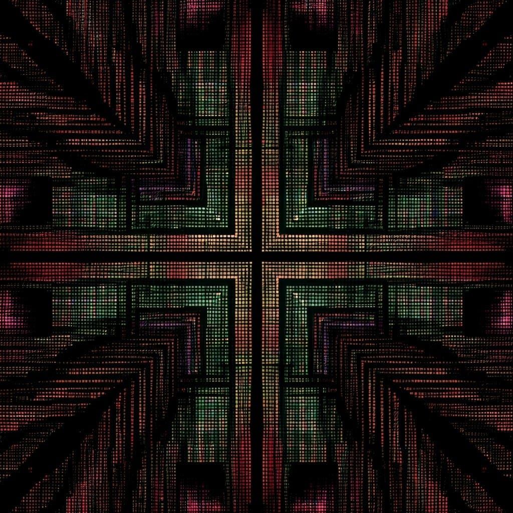 Mesmerizing Pixelated Fractal Art in Cyberpunk Style