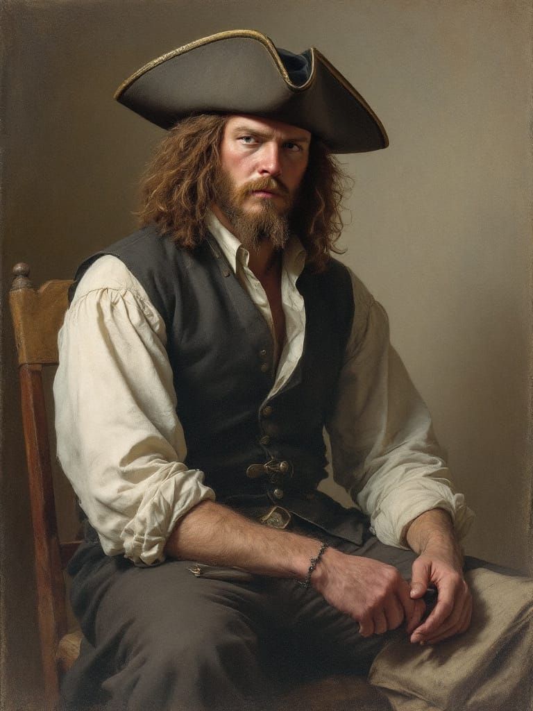 Blackbeard Portrait in Hyperrealistic American Regionalism S...