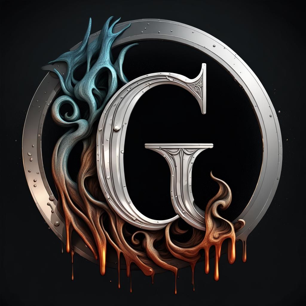 Letter G Logo in Silver Paint Digital Art