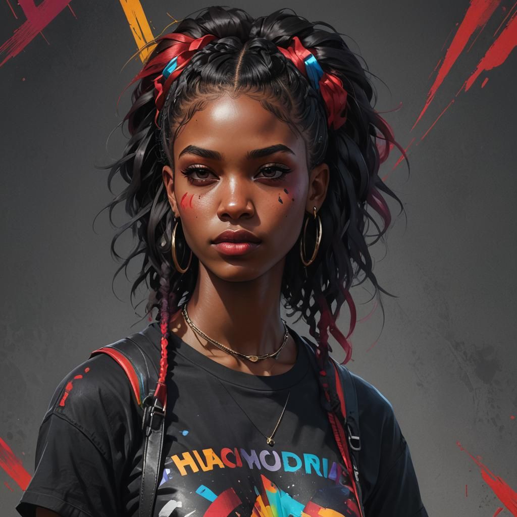 Punk Rock Teen Portrait in Digital Art Style