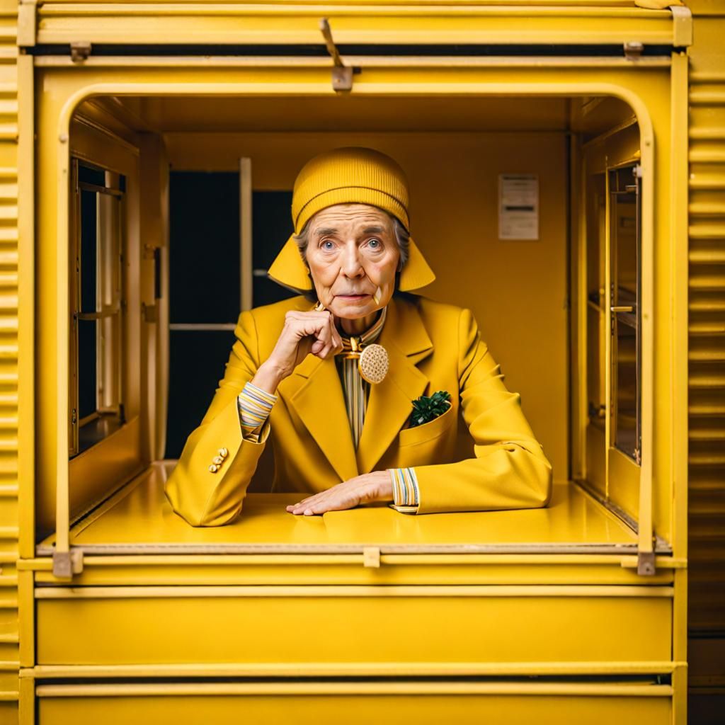 Lady in Yellow Box: Wes Anderson Style Photography