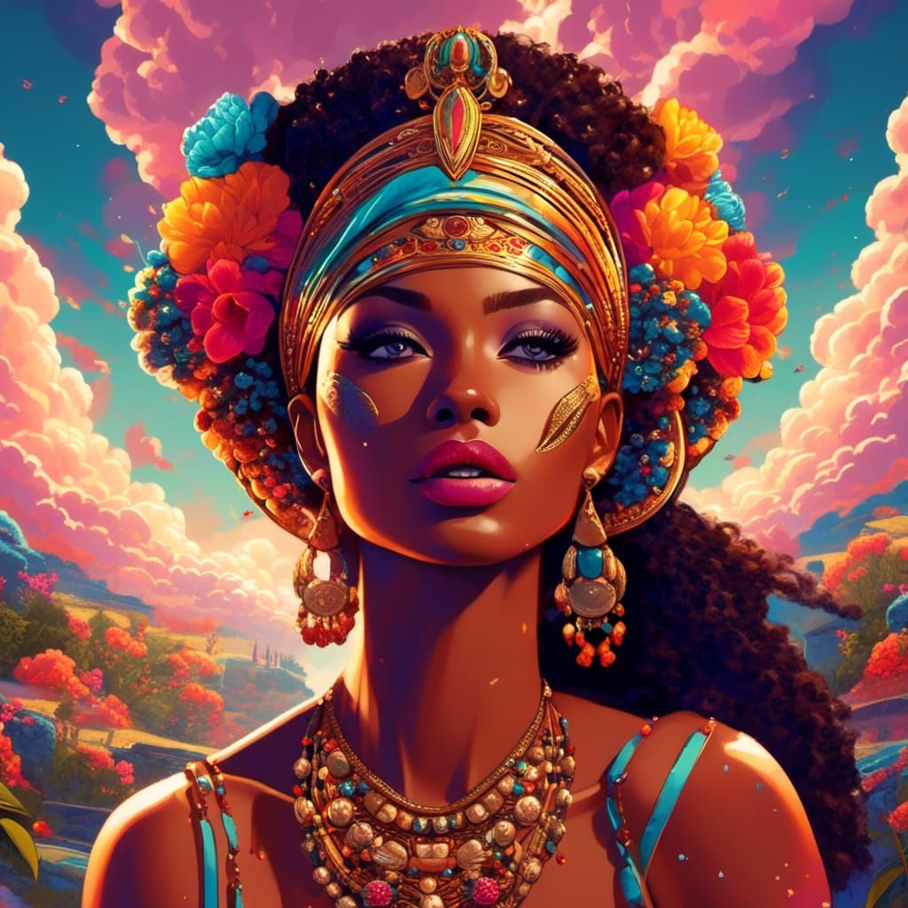 Afro-Centric Woman in Collage Art Print