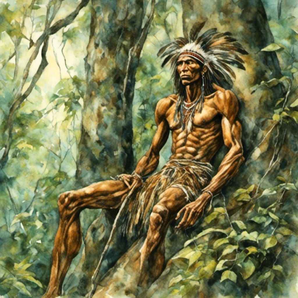 Native American Portrait in Amazon Forest