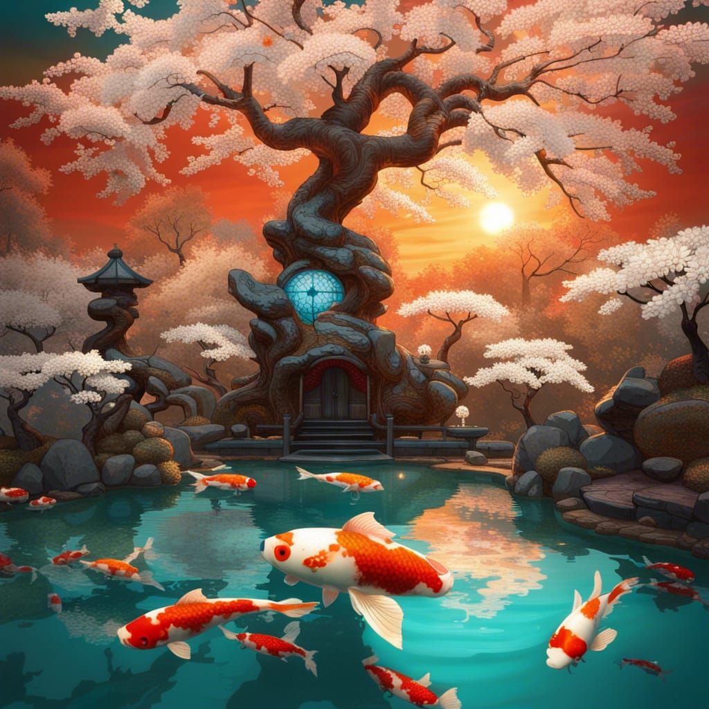 High Gothic Koi Pond and Tea Garden