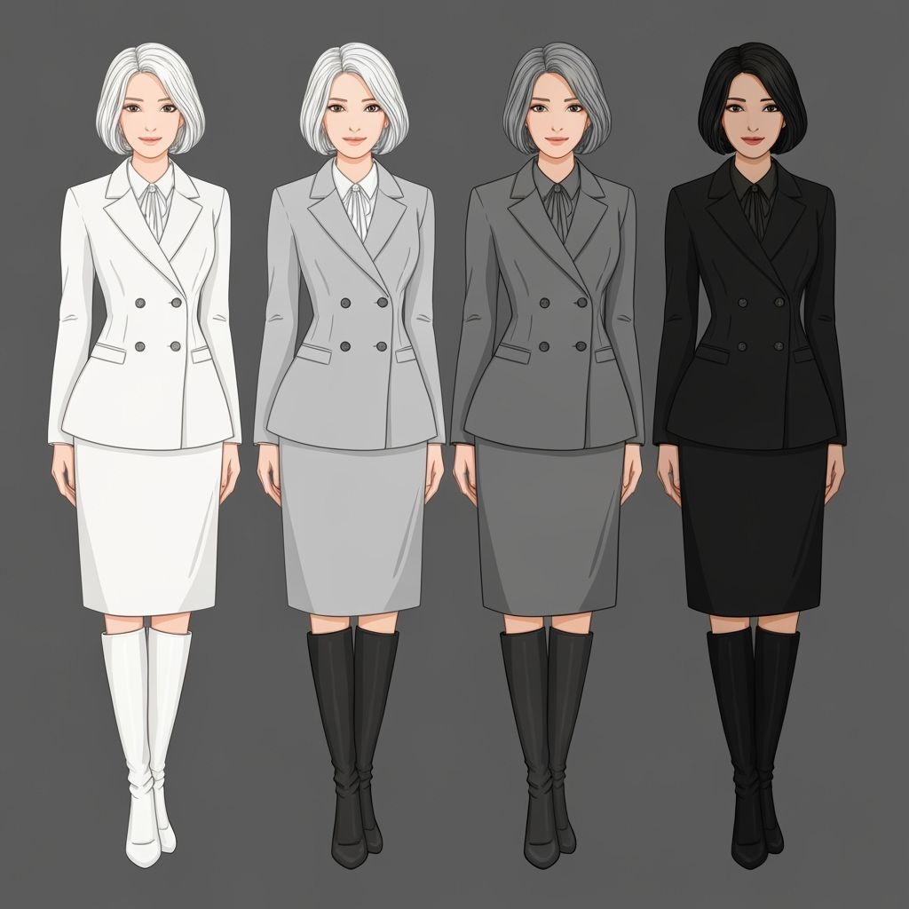 Monochrome Businesswomen in Double-Breasted Suits