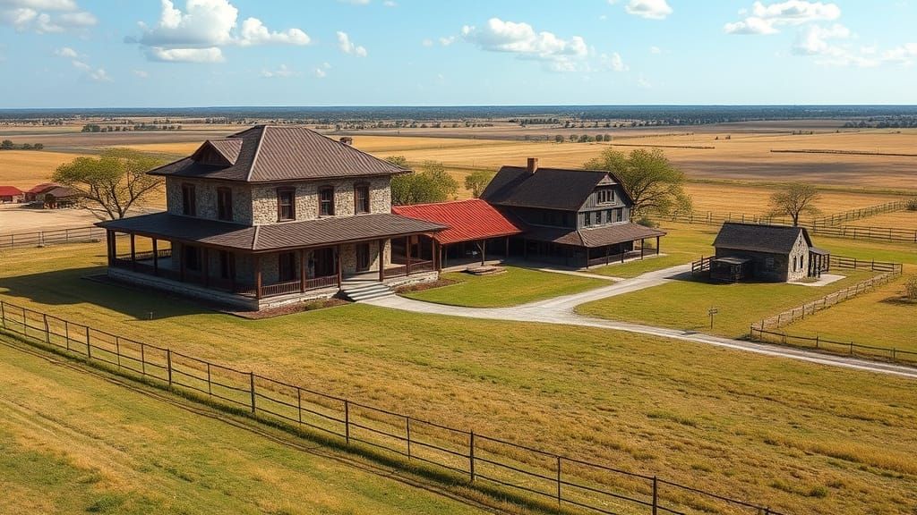 1853 Texas Ranch with Stone and Timber House