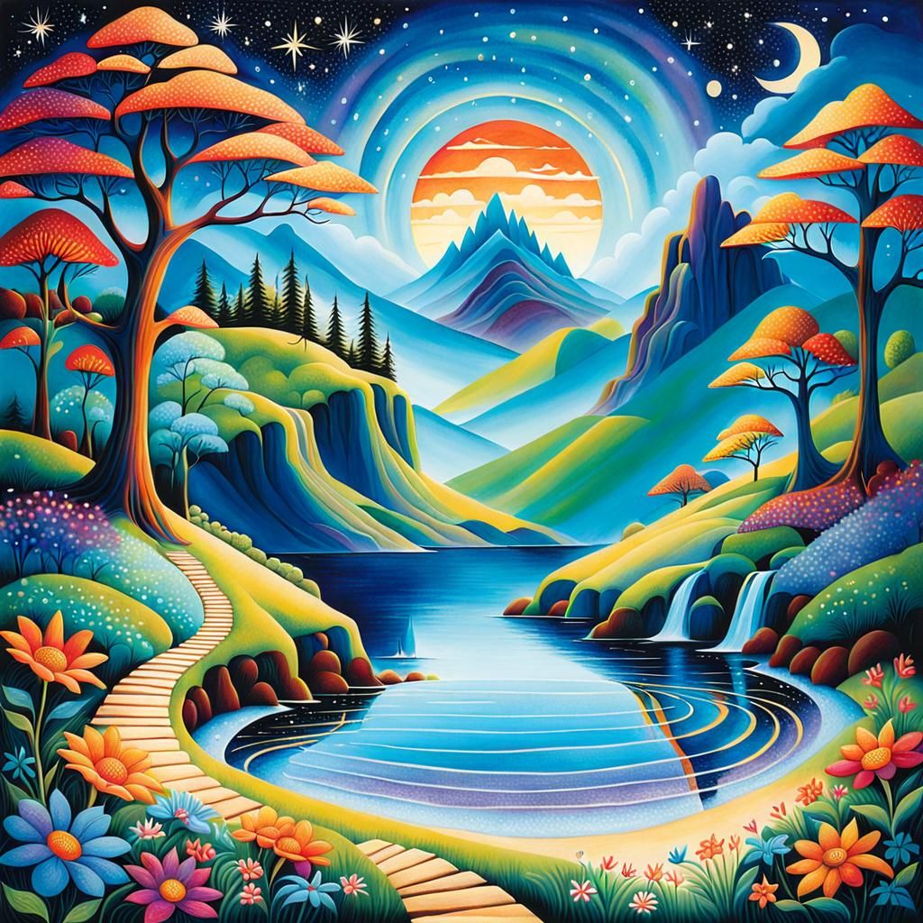 Whimsical Dreamscape in Digital Art Style