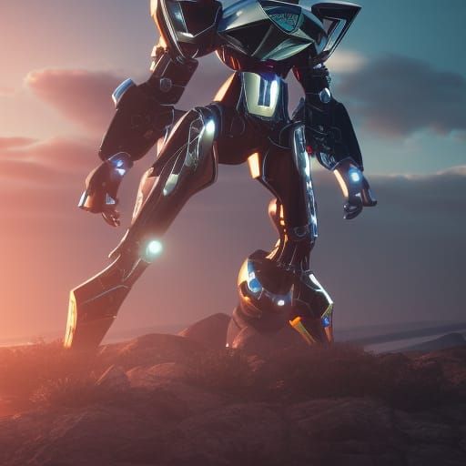 Detailed Power Ranger Mech in Sci-Fi Style