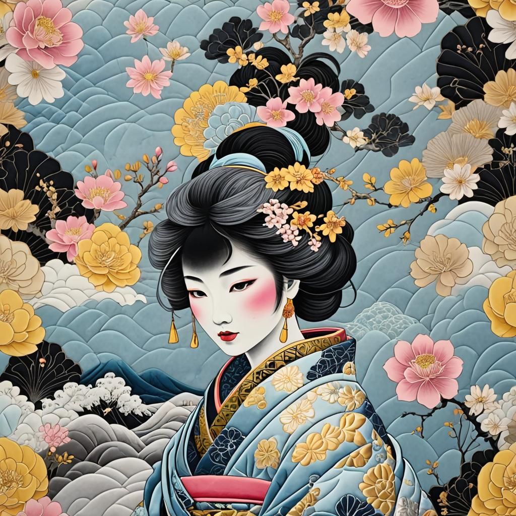 Elegant Japanese Lady in Ukiyo-e Style