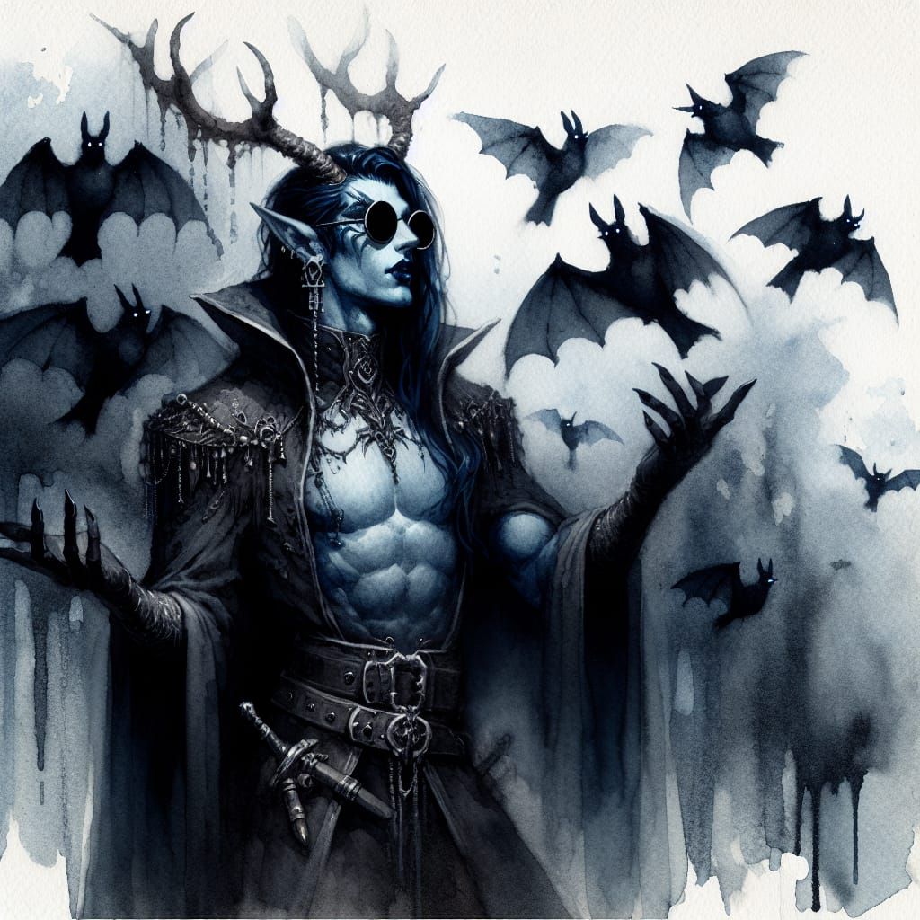 Gothic Druid Sings in Dark Forest