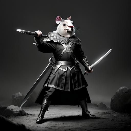 Heroic Anthropomorphic Guinea Pig Raises Sword