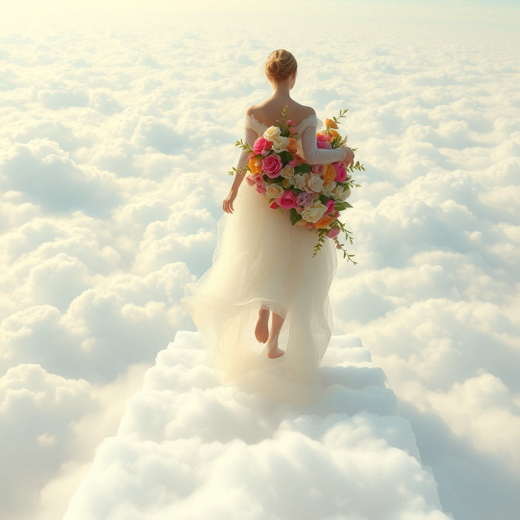 Woman Stepping into Infinity in Floral Dress