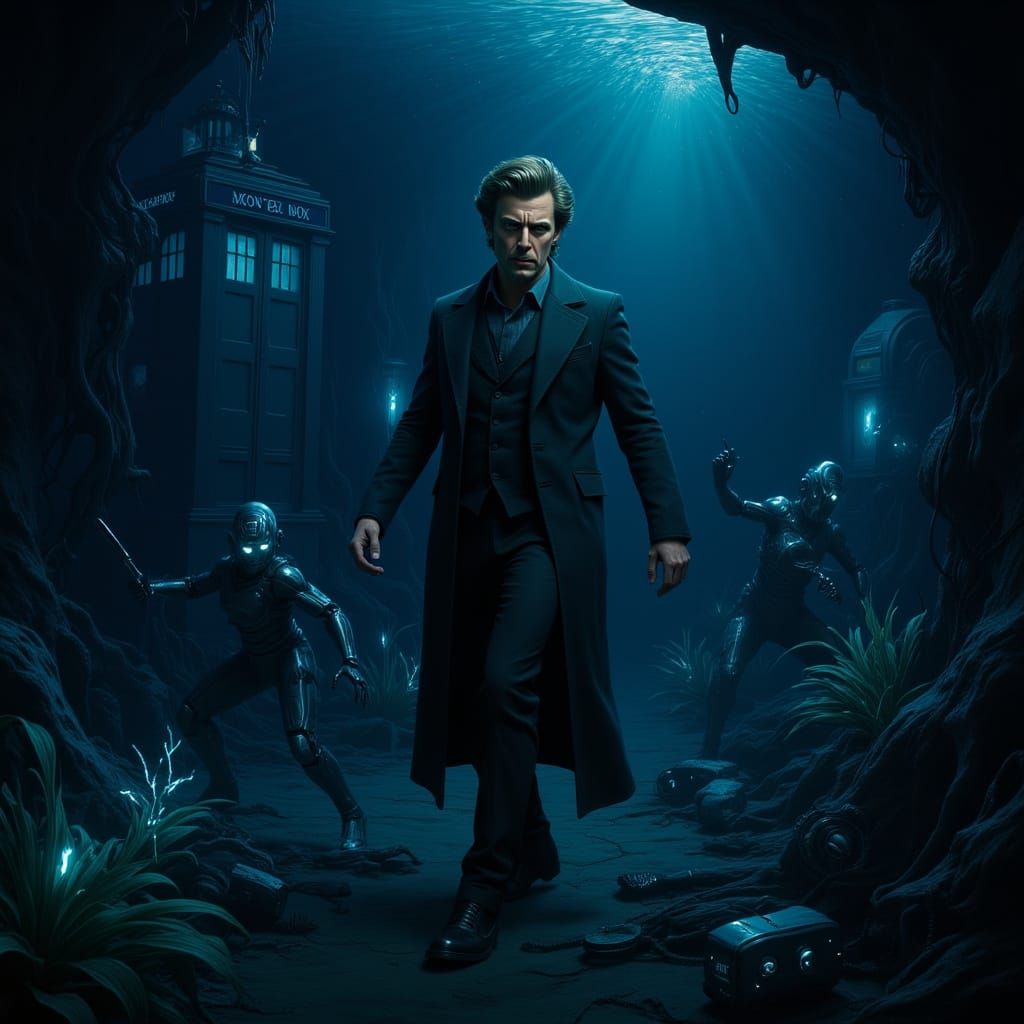 Doctor Who Fights Cybermen Underwater in Futuristic City