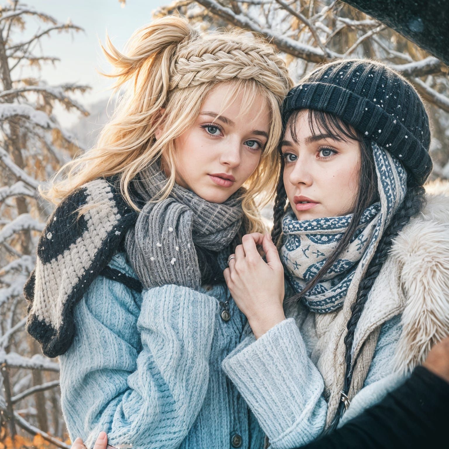 Ethereal Winter Greek Goddesses in Cinematic Film Style