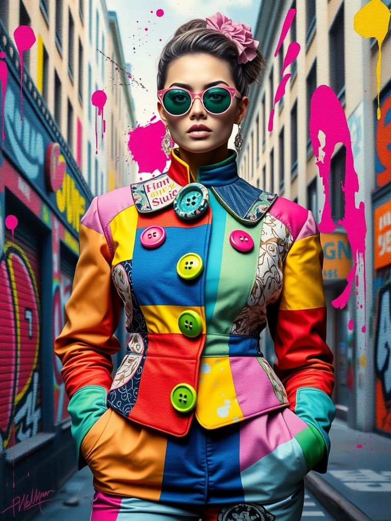 Neon Haute Couture Goddess Melts Urban Landscape