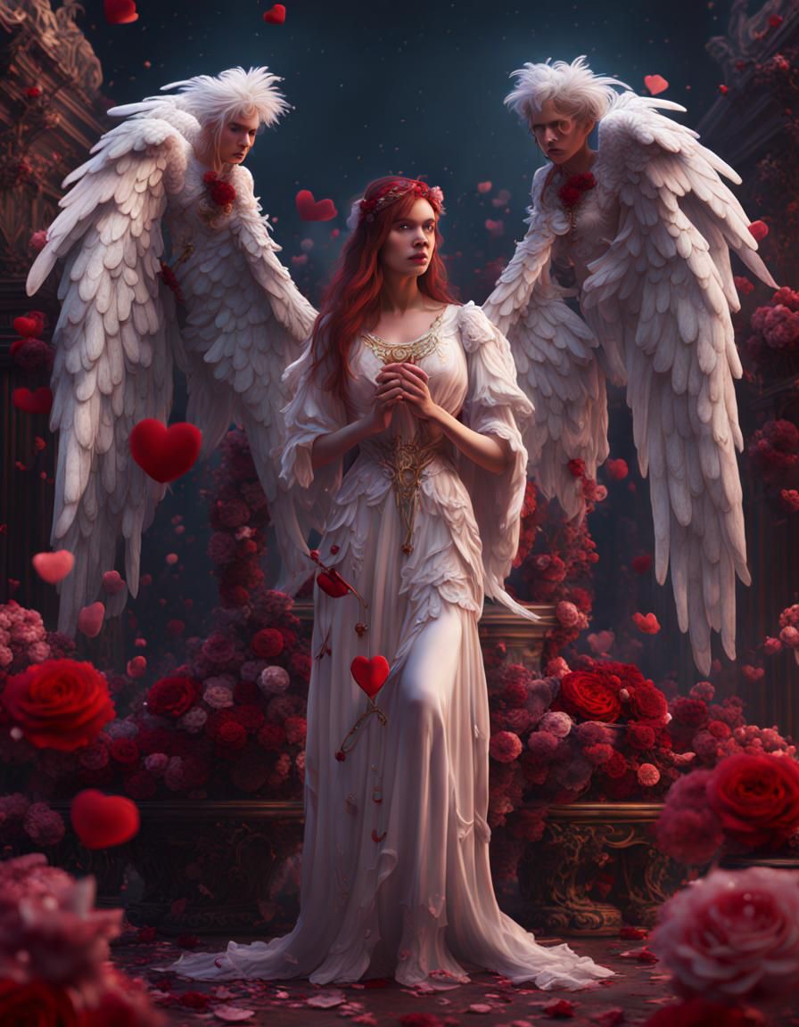 Valentine's Angel in Detailed Matte Painting
