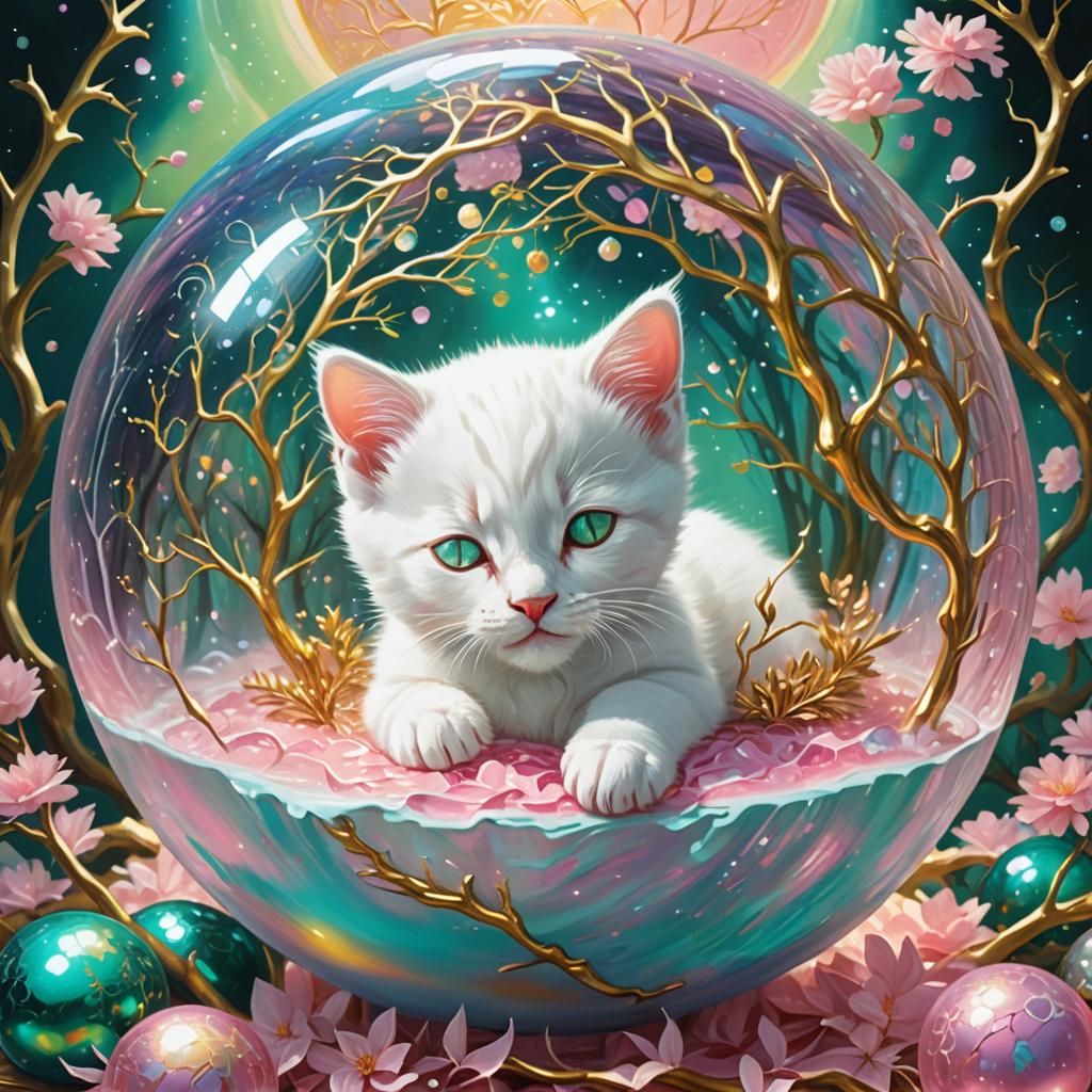 Kitten in Globe with Tree of Life: Splash Art