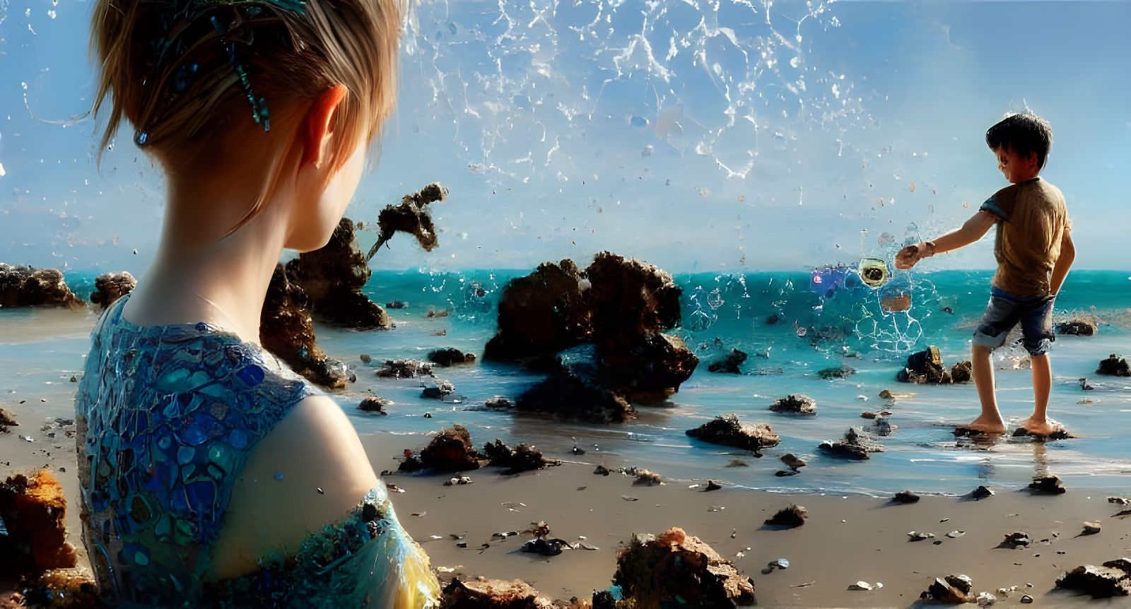 Glass Beach with Luminous Lighting in Photorealistic Style