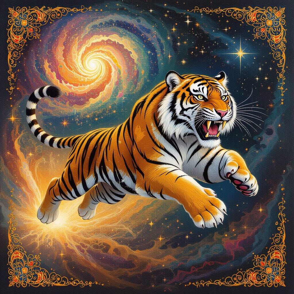 Cosmic Sabretooth Tiger Leaps Through Galaxy