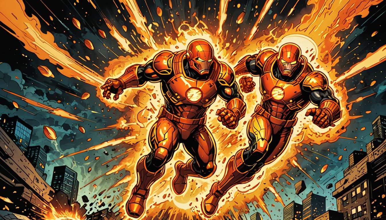 Exploding Fireball in Comic Book Style Art