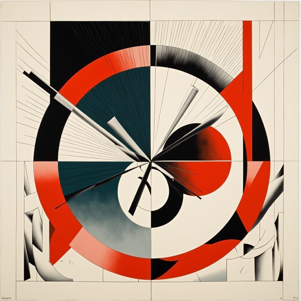 Shattered Midnight Clock in Suprematism Style