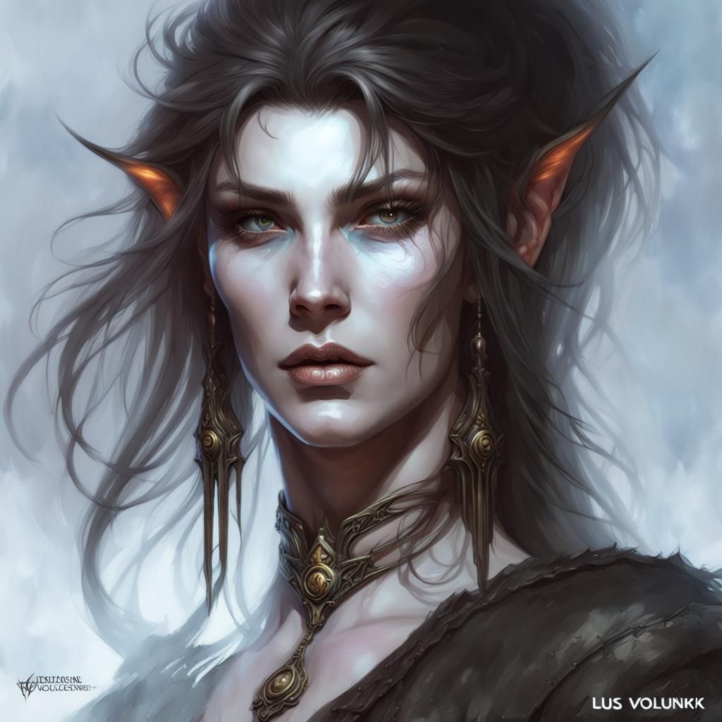 Dark Fantasy Female Mage Portrait in 80s Style