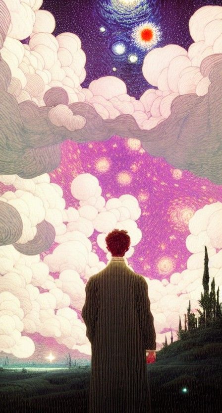 Starry Night Portrait in Dreamcore Style