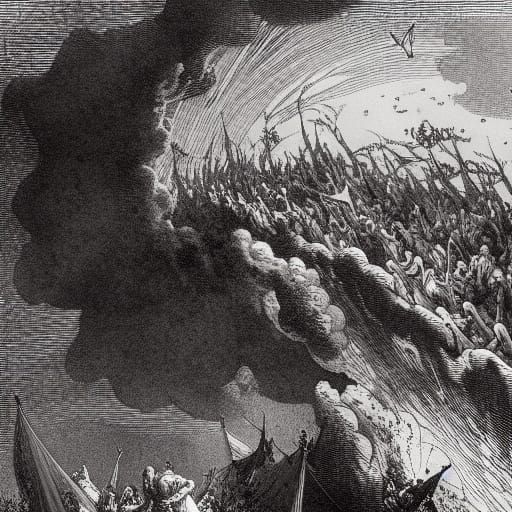 Apocalyptic Pen and Ink Drawing in Doré Style