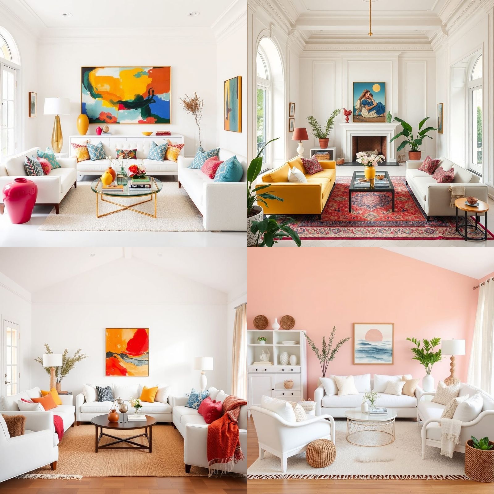 Modern Home Decor in White with Colorful Accents