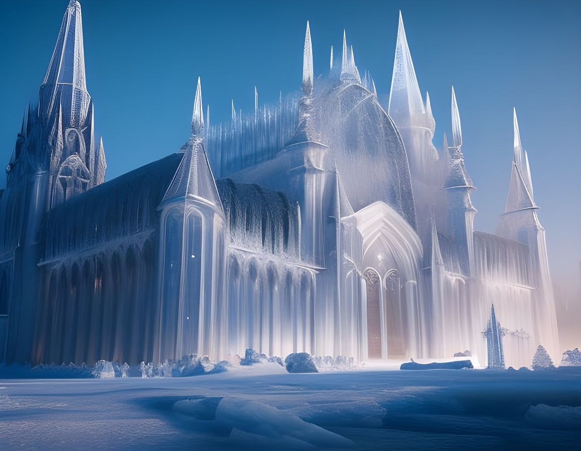 Frozen Gothic Cathedral in Frostpunk Style
