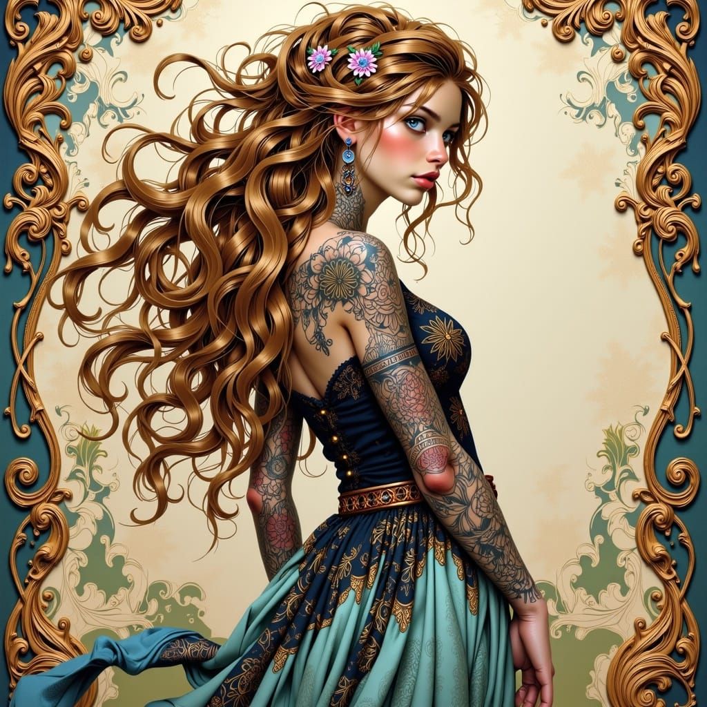 Ethereal Adventurer in Whimsical Bohemian Dress