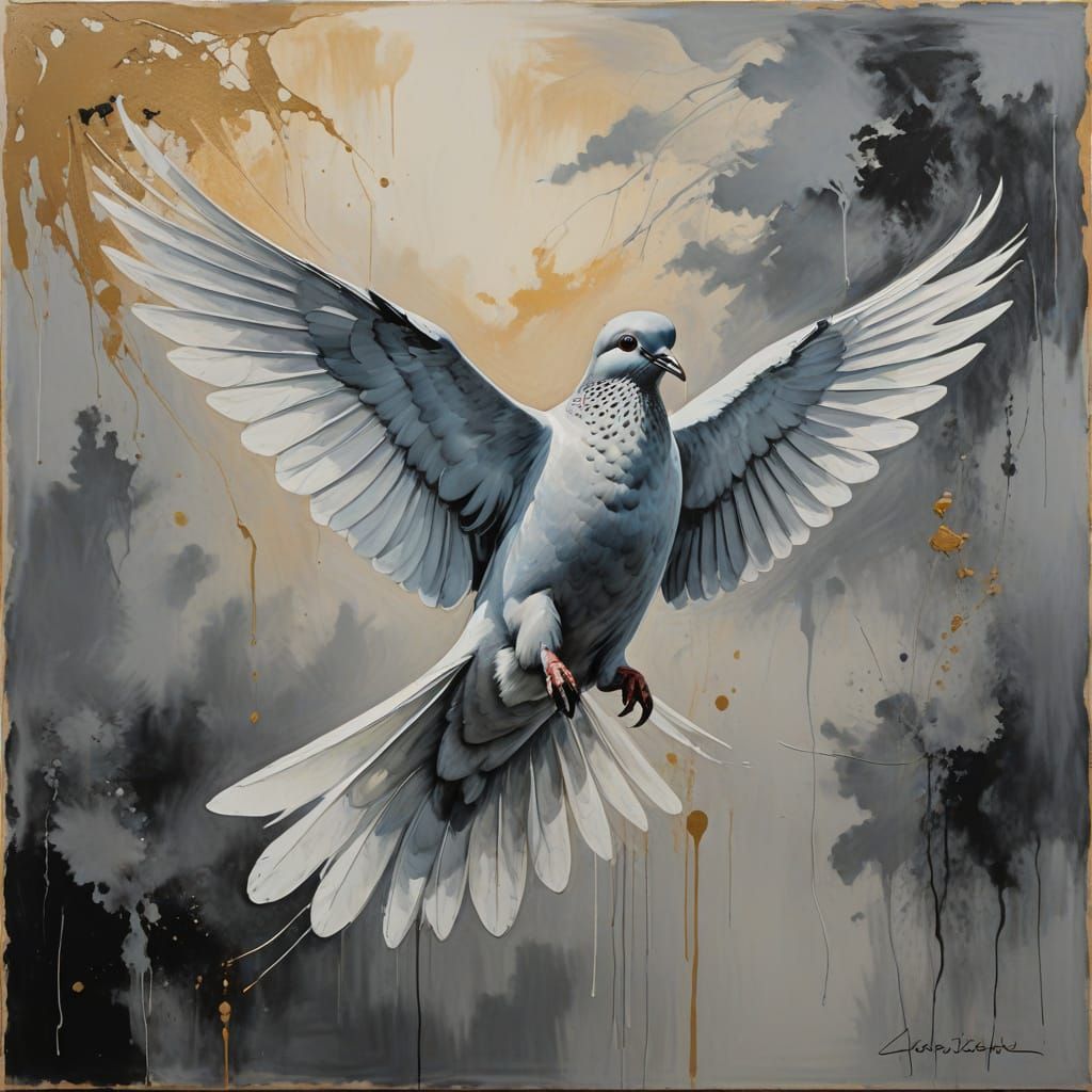 Serene Dove in Dreamlike Surrealist Landscape