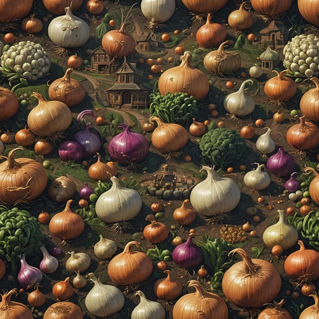 Happy Onion in a Dramatic Digital Painting