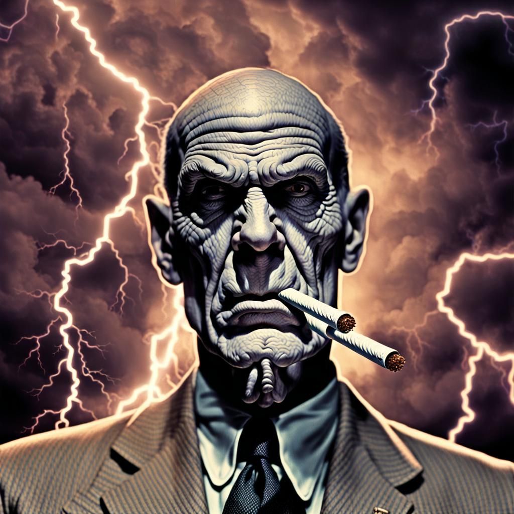 Rondo Hatton Smokes in Apocalyptic Heavy Metal Art