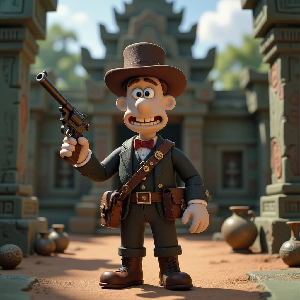 Steampunk Adventurer Claymation Character in Aardman Style