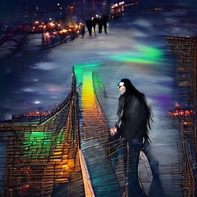 Peter Steele Walks Brooklyn Bridge at Night