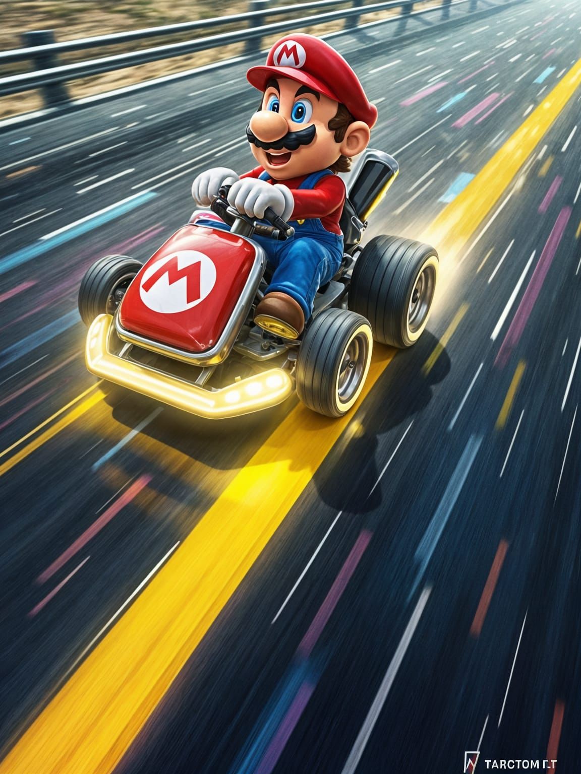 Mario Kart Racing in Hyper-Realistic 3D Anime Style
