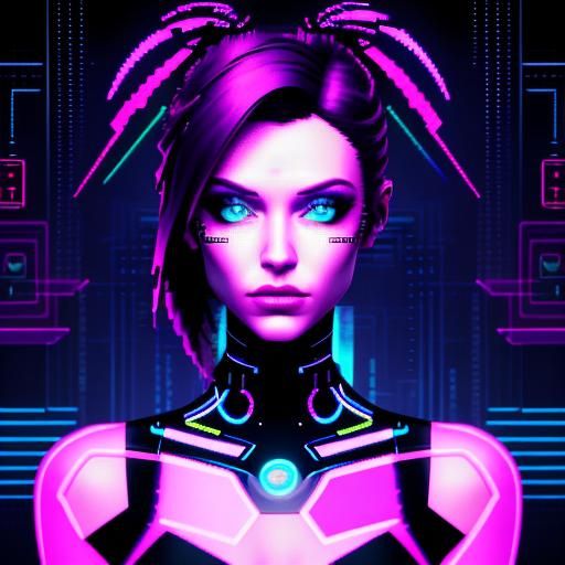 Glitched Cyberpunk Punk Girl AI Avatar Hologram