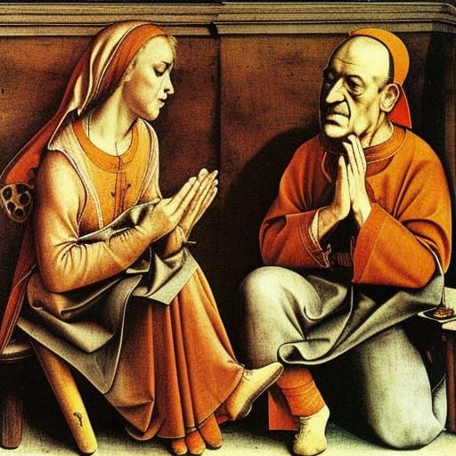 Surreal Cardinal Scene Inspired by Dix and Lippi