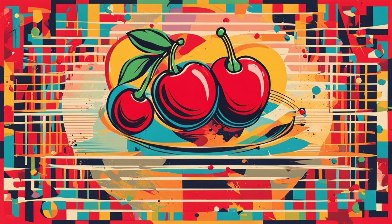 Pop Art Cherries in Geometric Bauhaus Style