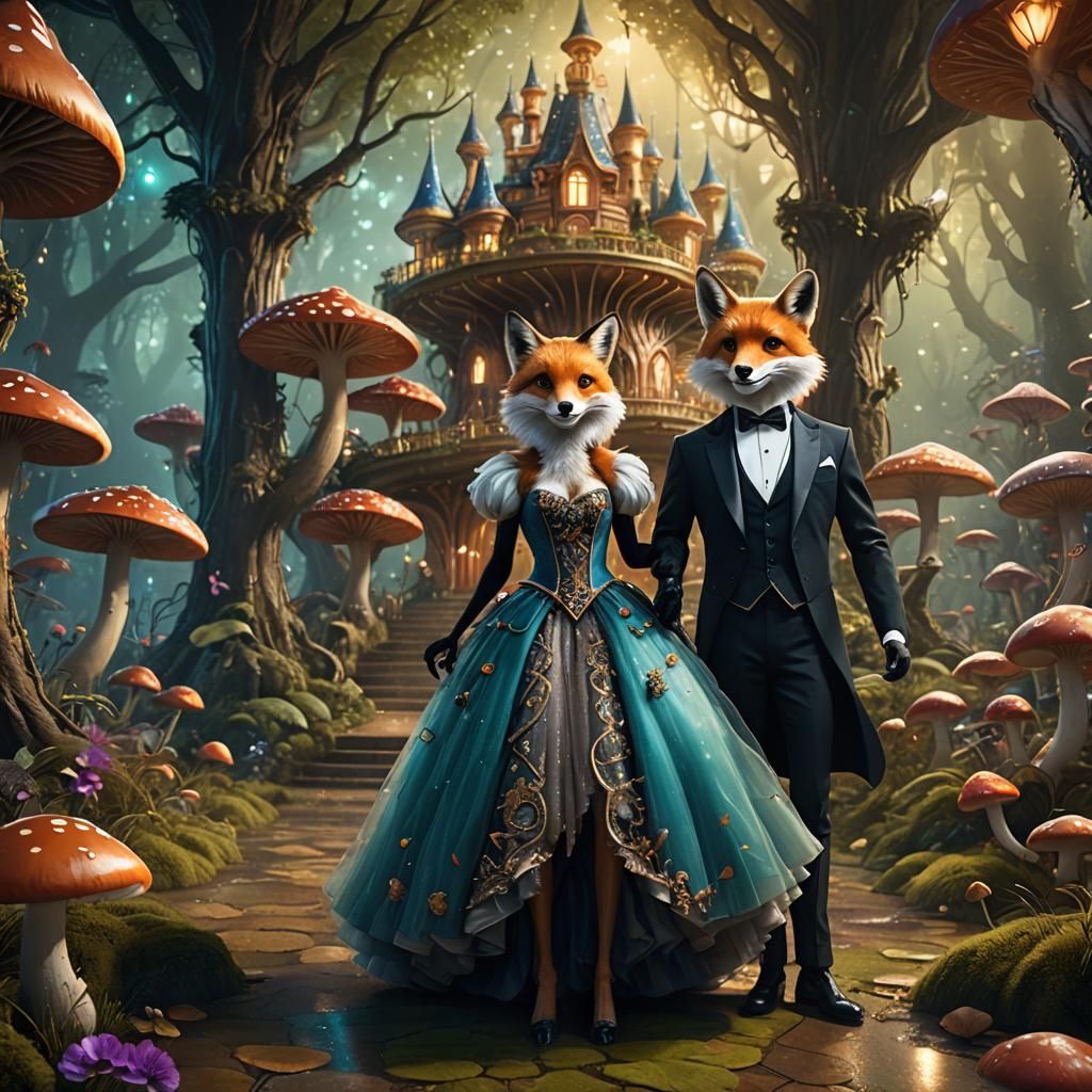 Foxes in Formal Wear at Enchanted Ball