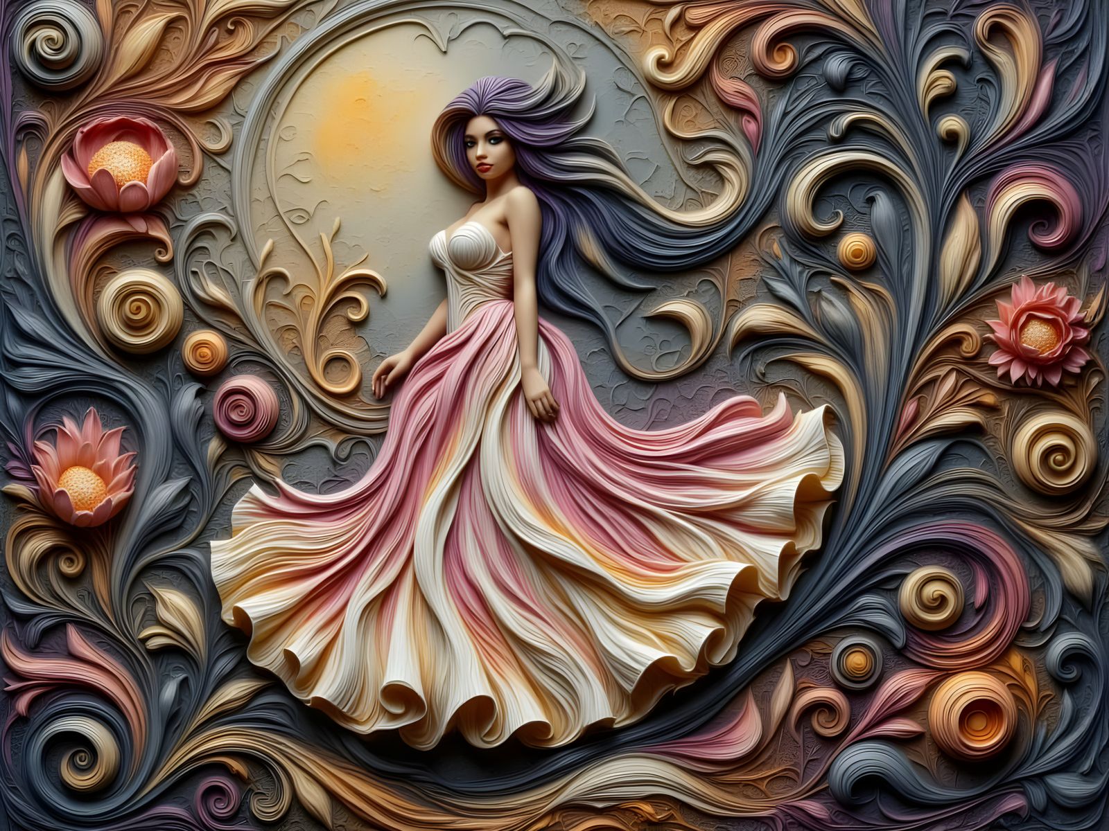 Fairytale Princess in Art Nouveau and Dark Whimsy Style