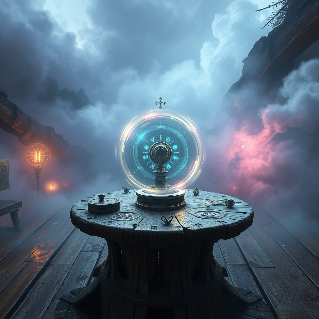 Ethereal Fantasy Spinner on Ancient Wooden Table