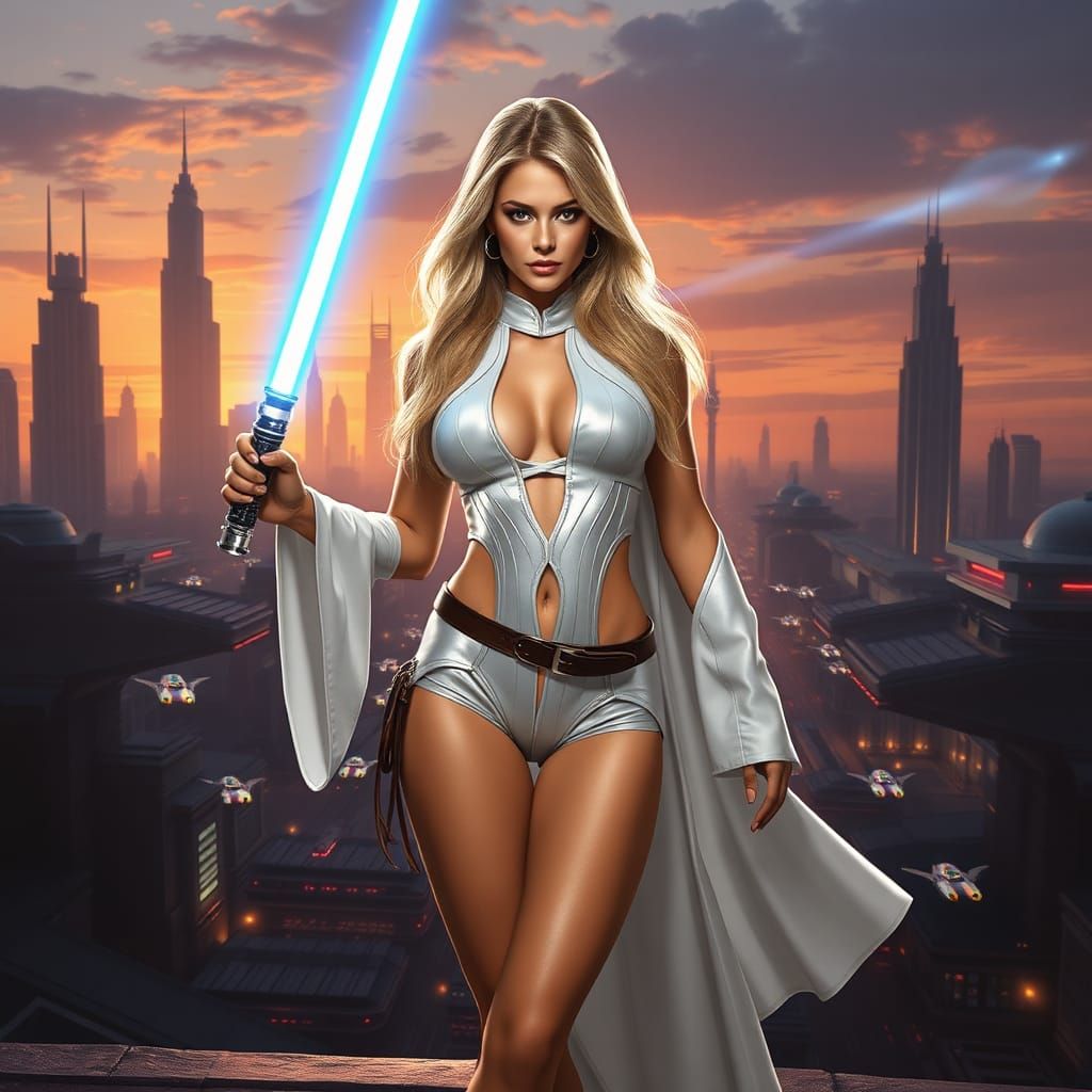 Paris Hilton as Jedi Knight on Coruscant