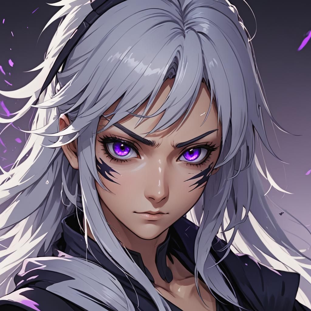 Anime Ninja Beauty with Purple Eyes